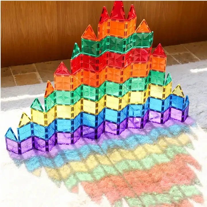 Kids toys 2022 Strong magnet 100pc Magnetic building blocks Construction Toys magnetic tiles set Open-ended Toys