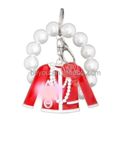 Pink Green Delta ZPB SGRho Chi Eta JJ Sorority Enamel Coated Pearl Keychain Brooch Gifts Sisterhood Pin Jewelry