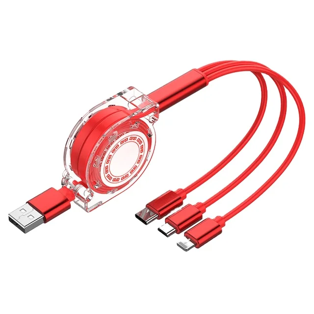 
Custom Logo Universal Retractable 3 in 1 Multi Multiple 3in1 USB Charging Charger Cable for iPhone Samsung Custom logo 