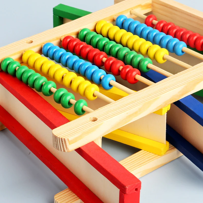 Erasable Drawing Board Kids Multifunctional Magnetic Drawing Board With Wood Abacus Beads And Number Recognition Wood Blocks