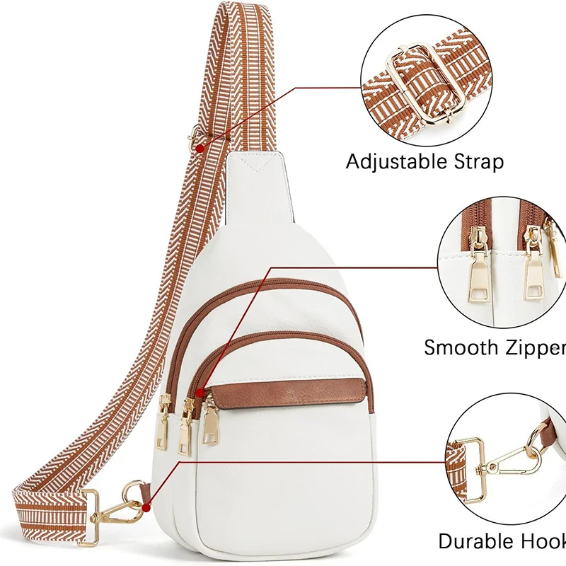 Personalized Logo PU Leather Sling Bags for Women Men Traveling Multipurpose Smell proof Shoulder Chest Bag