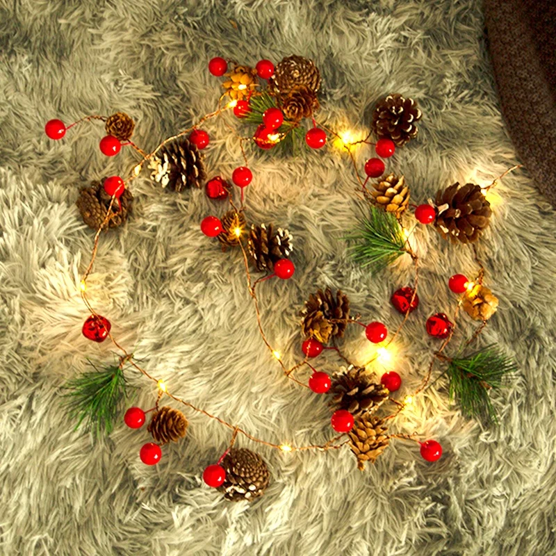 
New Christmas tree decorative light with pinecone fairy tale lights 10led Copper Wire string light for holiday party 