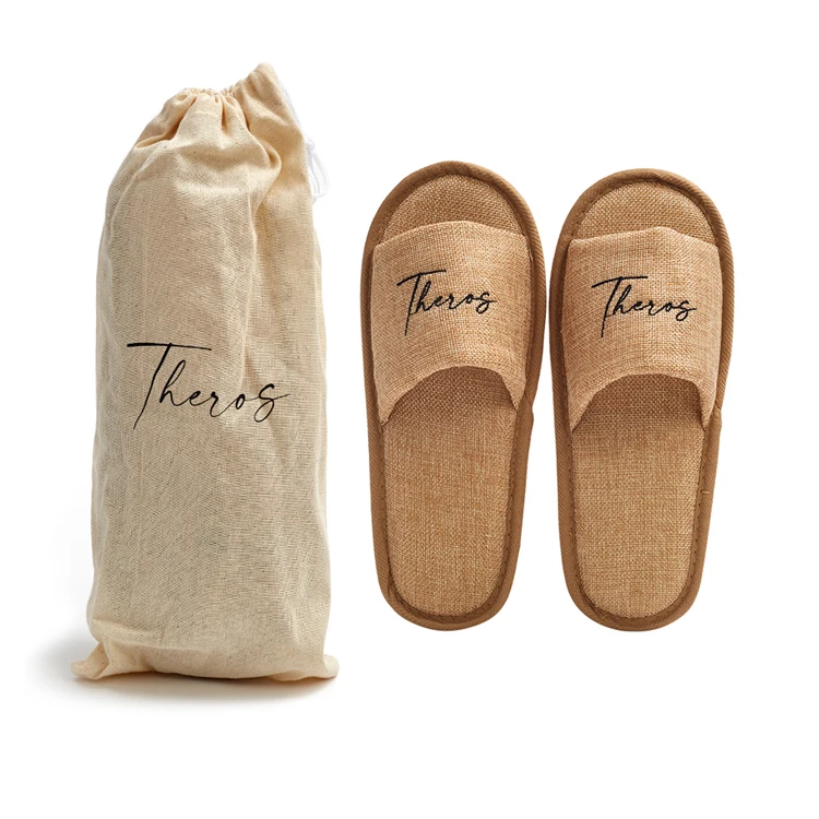Wholesale Luxury Hotel Slippers Coconut Coir Fiber Natural Hotel Slipper Eco-Friendly Linen Hotel Slippers
