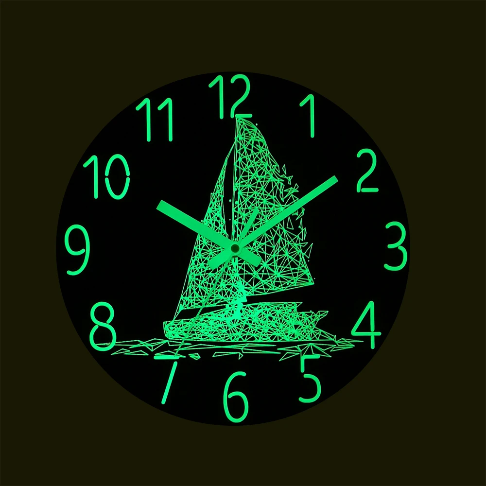 Simple Modern Luminous Design Living Room Bedroom Office Wooden  Clock  Night Light Wall Clock