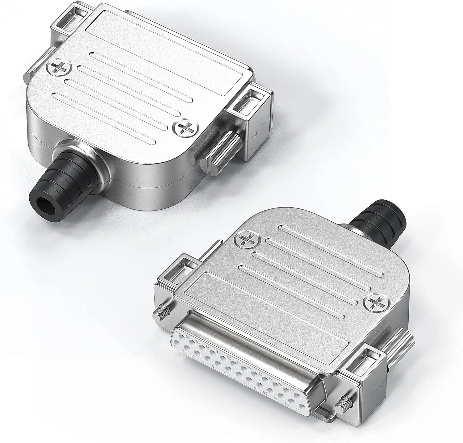 Комплект разъемов для паяльной чашки DB25, 25-контактный разъем D-Sub с металлическими капотами, резьбовой патрубок и винтами