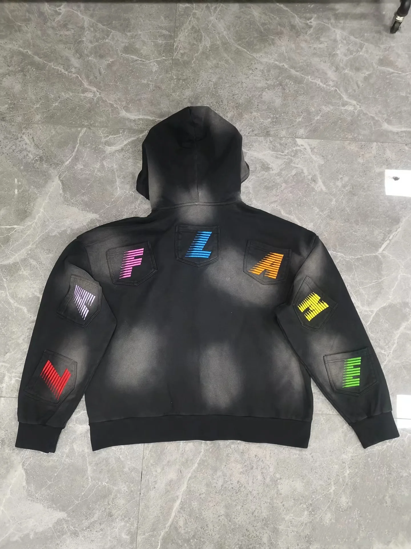 clothing manufacturers custom acid wash distressed embroidery hoodie oversized boxy cropped streetwear hoodies for men