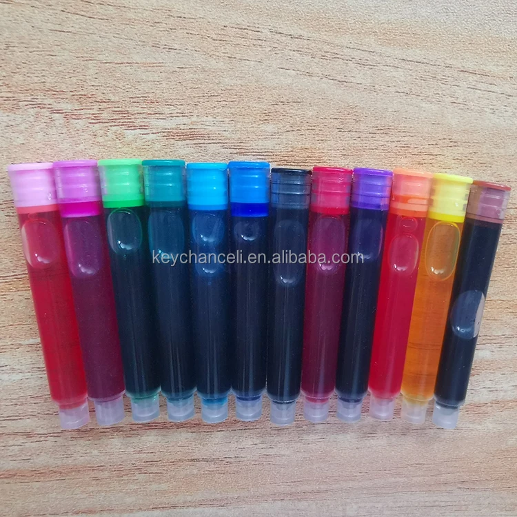 12 colors standard 2.6mm bore refill ink cartridges for fountain pen