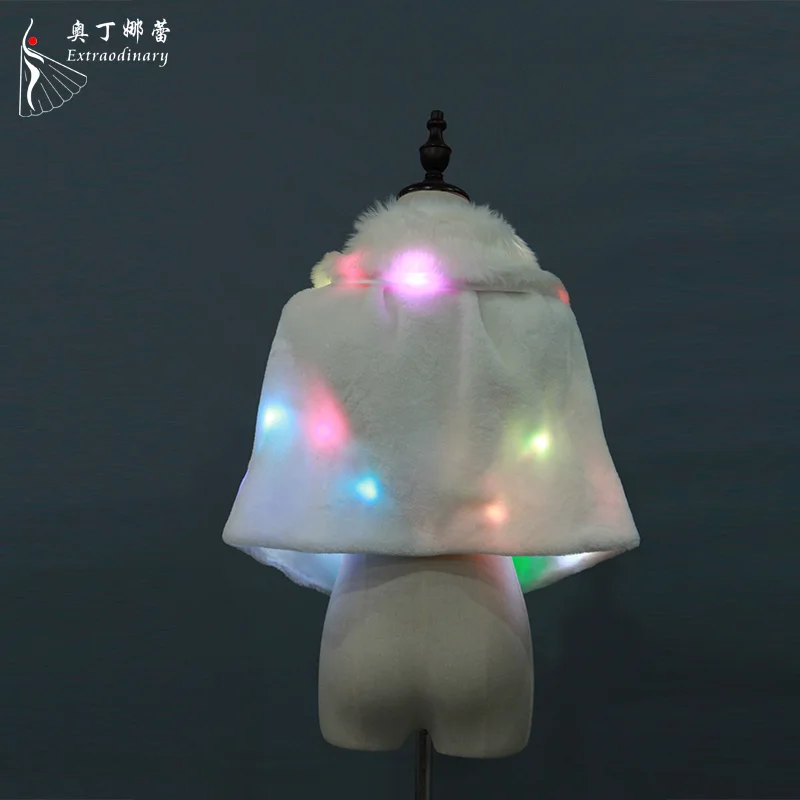 LED light imitation fur cape Halloween Christmas coat Bar party LED light clothing