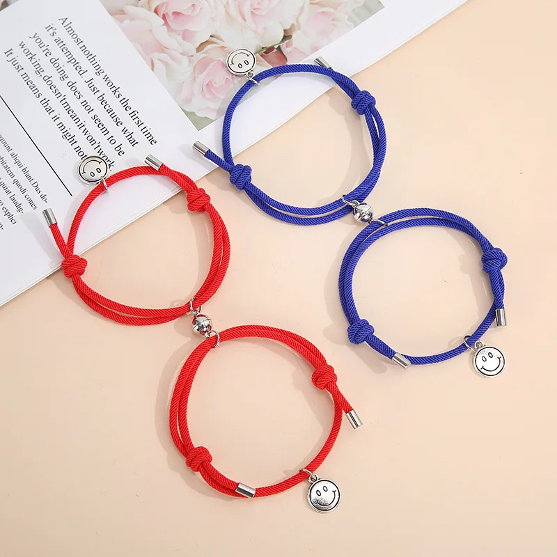2021 New Fashion Rope Handmade Smile Couple Charm Bracelet Jewelry For Lovers Men And Women
