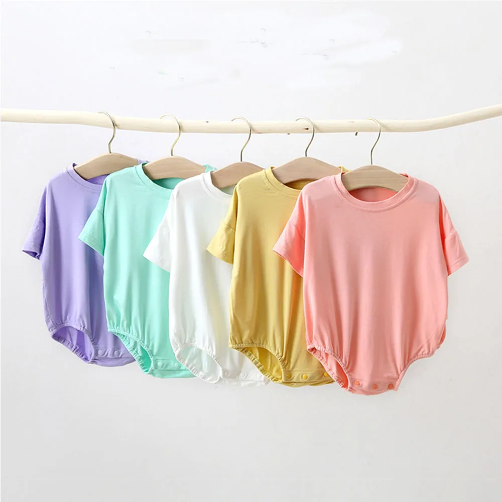 Summer Short Sleeve Newborn Baby Bodysuit T shirt Romper Modal Baby Oversized Romper Wholesale Blank Clothes Baby Bubble Romper