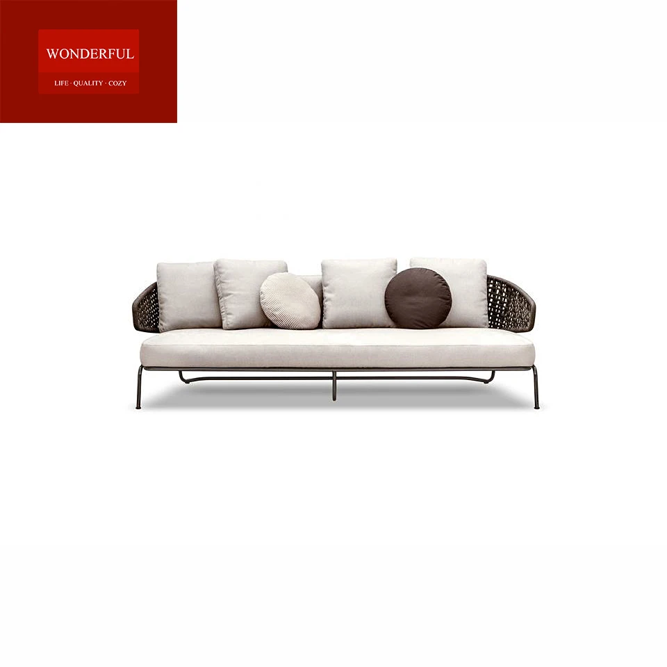 Wholesale Best Sales Outdoor Rope Wood Sofa Set Furniture Modern For Restaurant