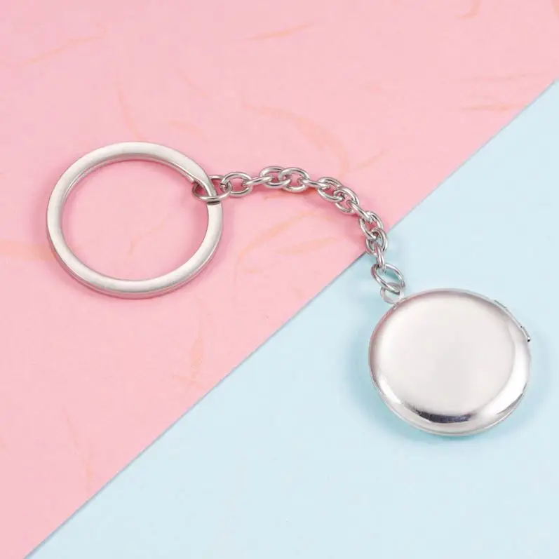 stainless steel heart Laser engraving blank keychain memory friend photo pocket gold plated blank locket custom photo key chain
