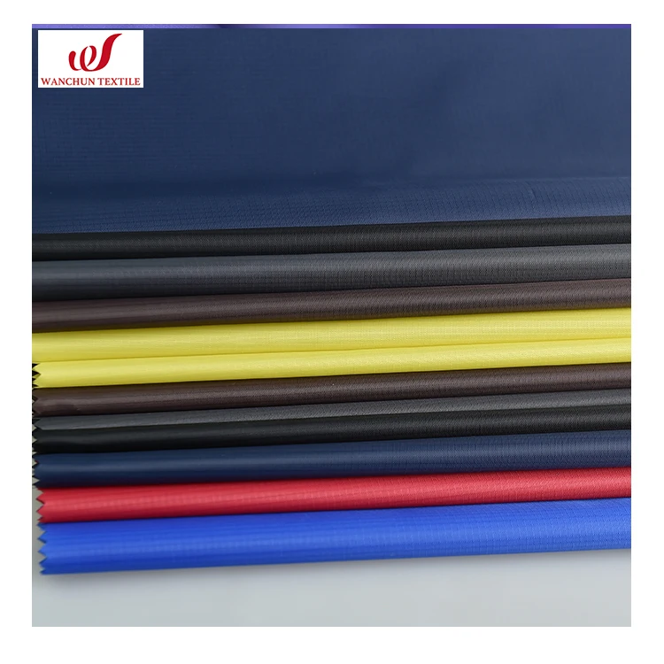 210T Water-repellent PA Coated 0.2 Grid Ripstop 100% Polyester Taffeta Fabric for Garment