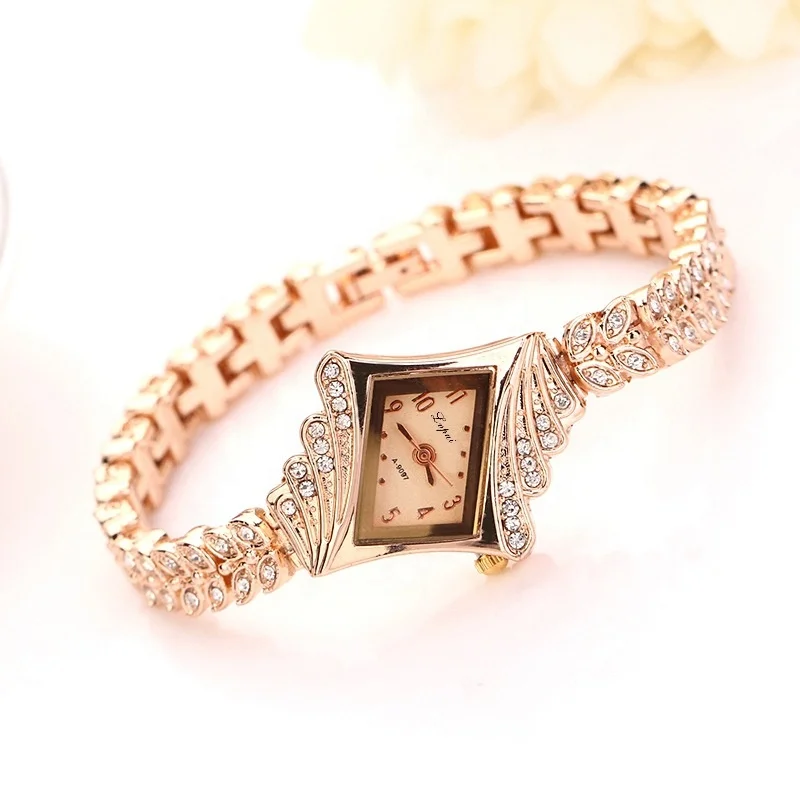 Hot Selling Diamond Rhinestone Alloy Ladies Bracelet Quartz Watch Women Girl Fashion Features Bracelet Watch