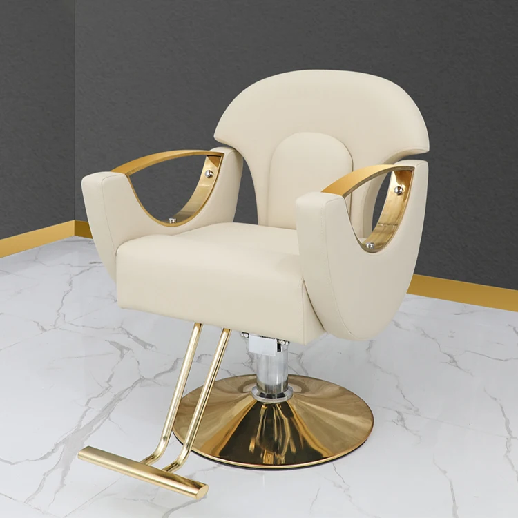 High Quality Modern Simple Gold Barber Chair with Antique Covers for Hair Salons and Beauty Studios