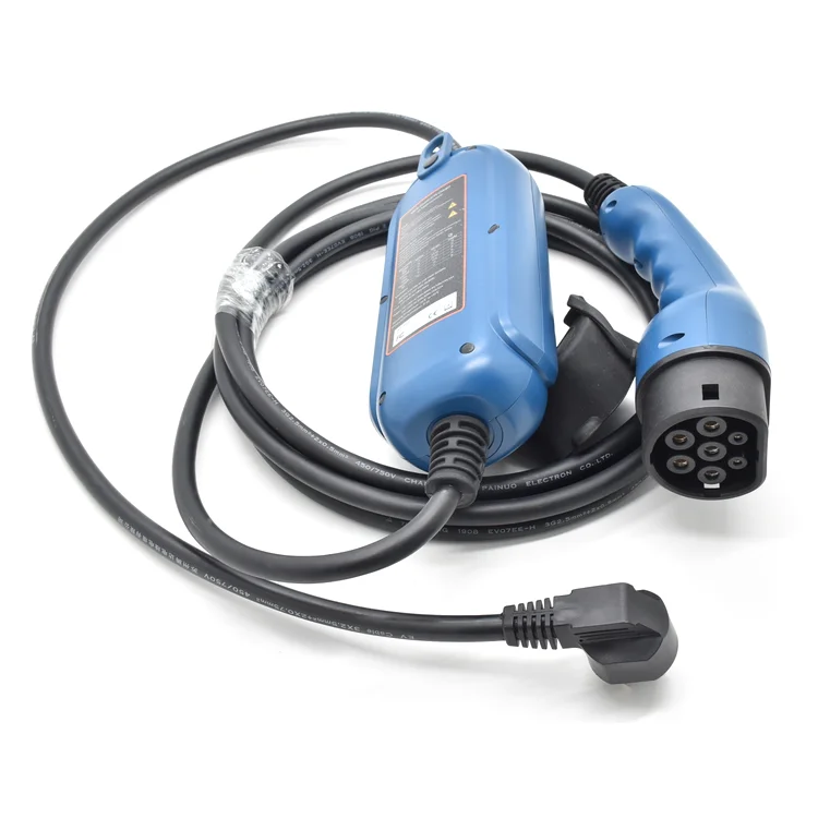New fashion electric vehicle Blue control box 5M PVC cable 16A mode 2 type 2 ev connector
