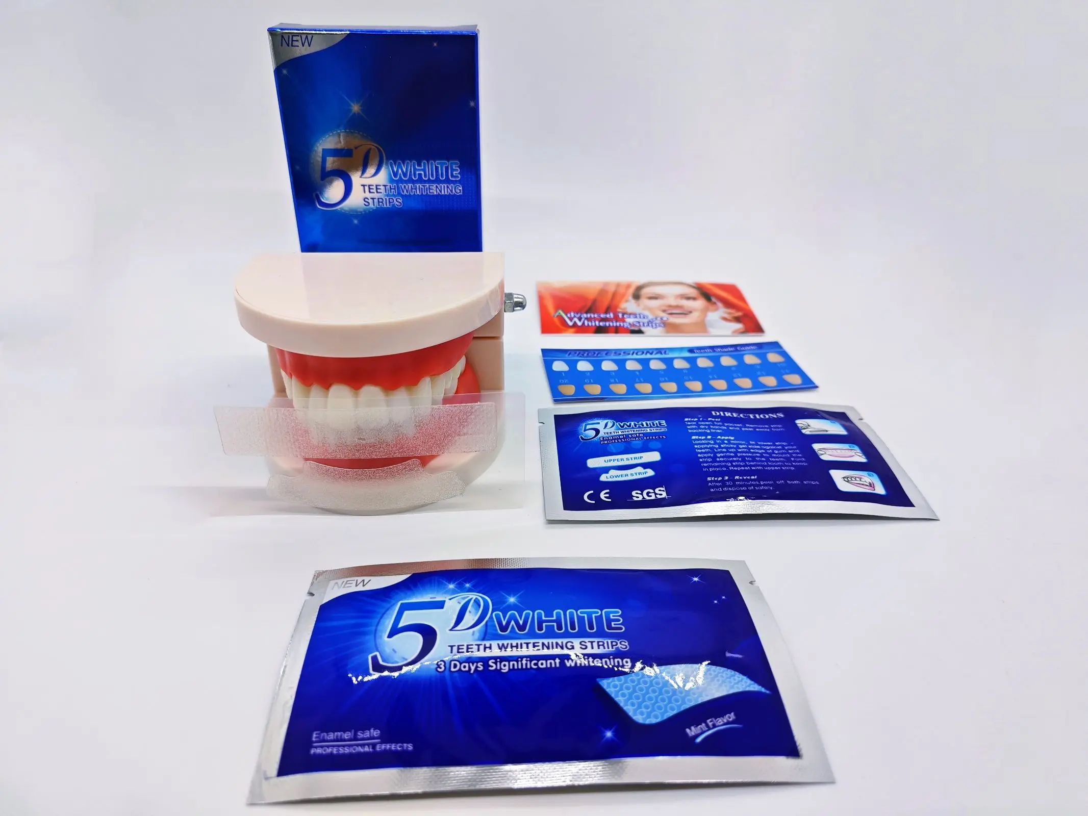 5D Bright White Tooth Strips Mint Teeth Whitening Strips Home Use 14 Pairs