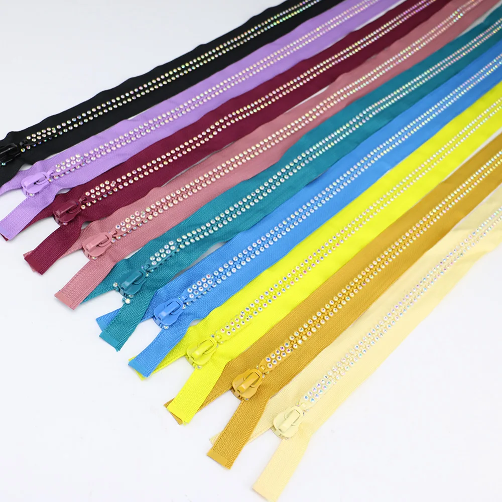 Factory Custom Fashion Rhinestone Zipper Open End Diamond Zipper for Clothing
