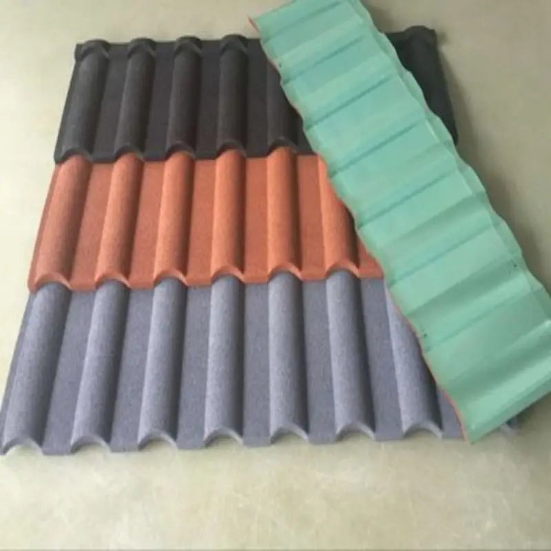 China Roof Tile Roofing Sheet Galvanlume Stone Color Coated Metal Roof Tiles Factory Price