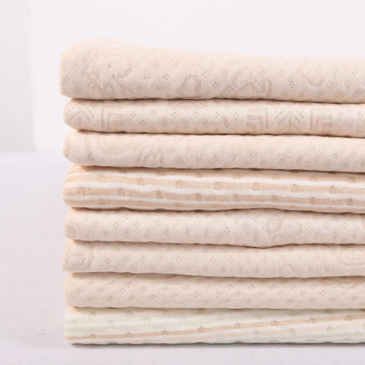 Organic natural colored cotton yarn, brown cotton,100% organic fabric jacquard cotton knit three-layer fabric
