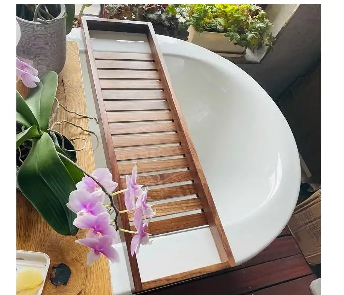 Wooden Bathtub Trays bath tray Caddy Long Slatted Bathtub Versatile Shelf Holder
