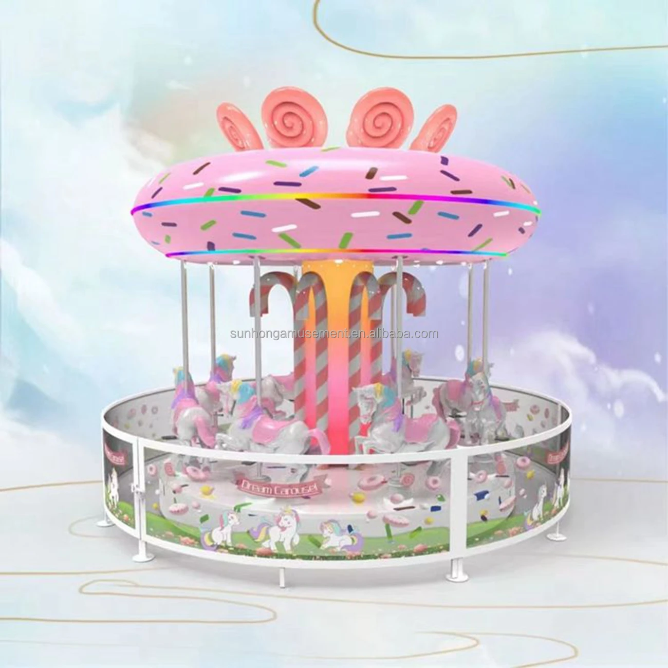 Top Quality Candy Style Indoor Kids Carousel Cute Merry Go Round 8 Seats Dream Carousel for Shopping Center Mall