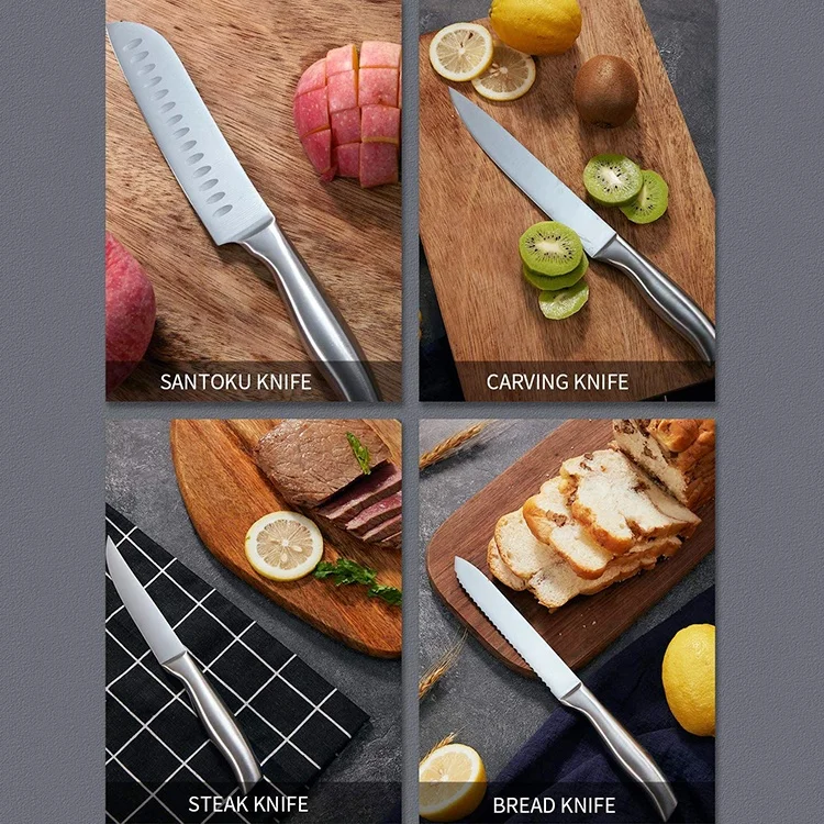 Cutlery chef Knife Block Set ,15 Pieces German Stainless Steel kitchen Knife Set With Wooden Block