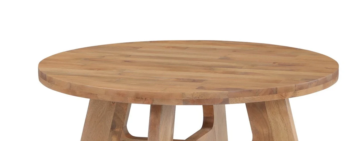 Natural color Solid wood living room round coffee table
