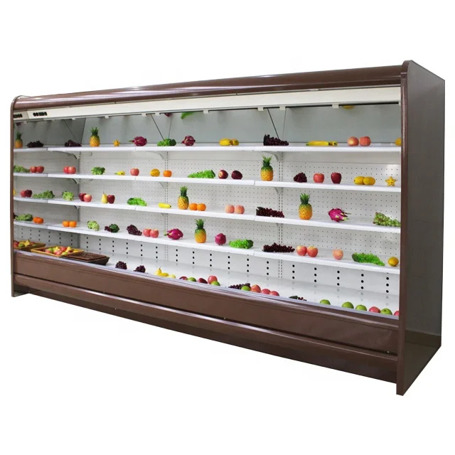 Hot sale commercial open door display case vegetable and fruit cooler air cooling inner compressor for restaurant