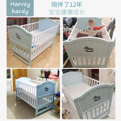 
Wholesale new born High quality baby cot sets baby crib wooden baby cradle with mat 