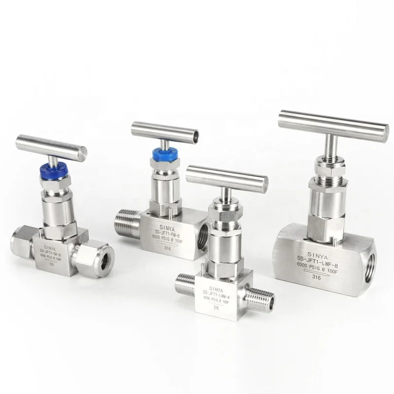 316 SS Threaded Straight Female Double Ferrule Compression Gas Union Hydraulic Tube Male Angle High Pressure Mini Needle Valve