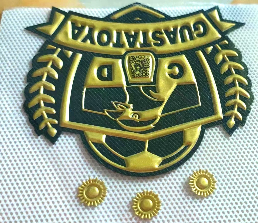 Heat Transfer Printing Design Custom 3D Club Sports Logo TPU Labels TPU Rubber Patch Gold Patch