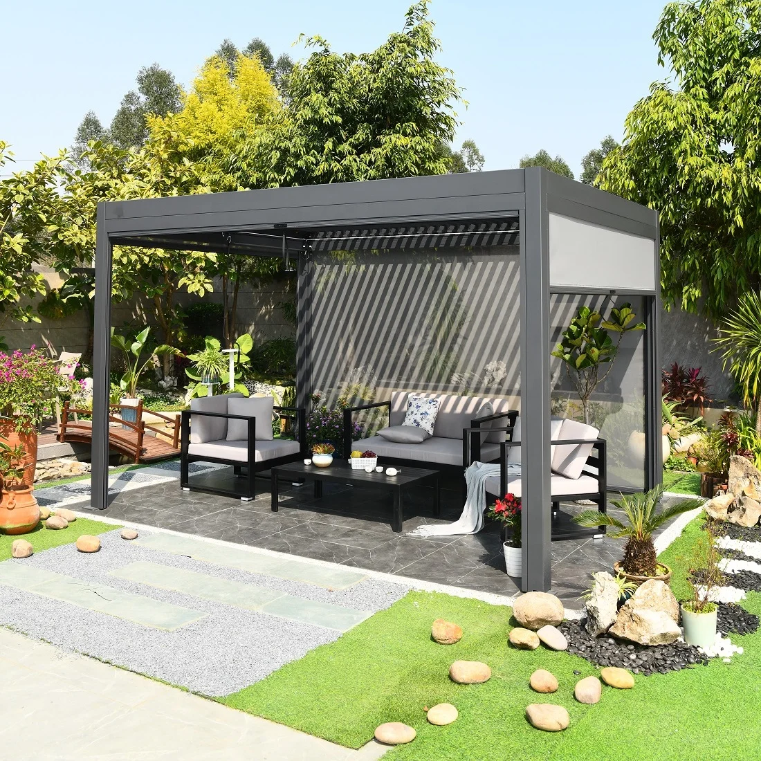 High Quality Outdoor Furniture Bed Sleep Chair Sofa With Cushion Motorized Rotate Control Gazebo Get Patio Sun Bed Free