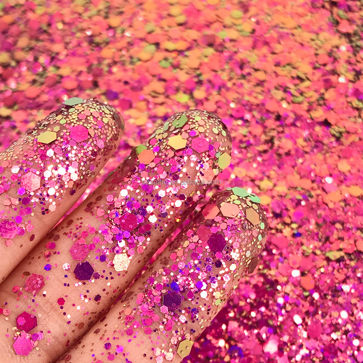 Оптовая продажа новый дизайн голографический блеск из полиэстера объемная форма блеска