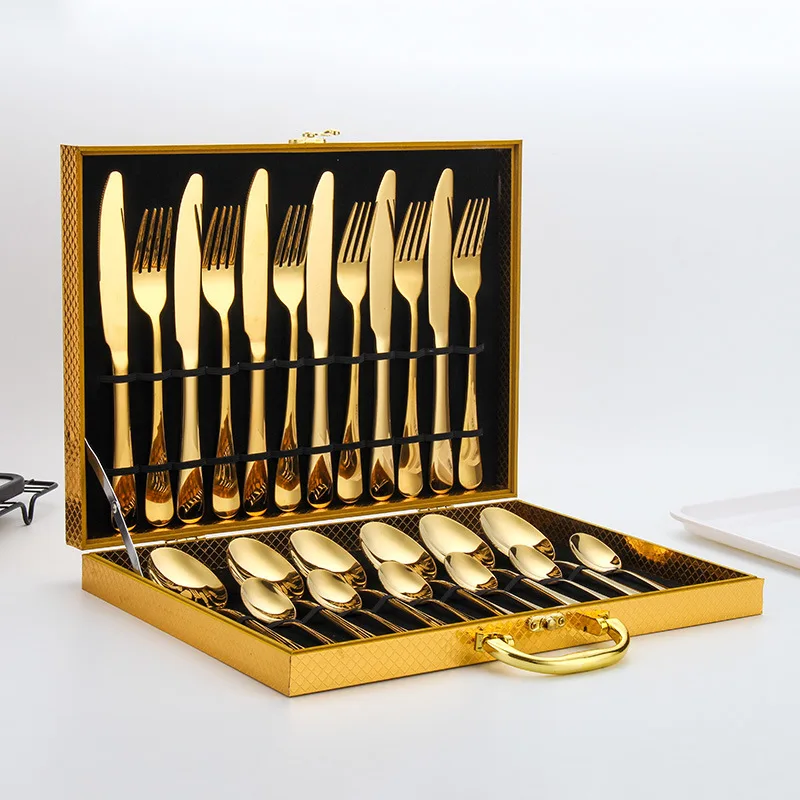 Amazon For Gift Wedding Party Classic 24 Piece Gold Cutlery Set Stainless Steel
