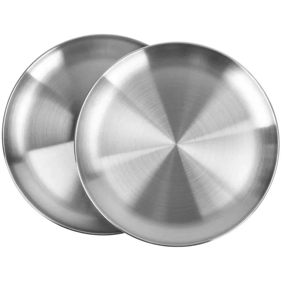 Dinner Plate Metal Soup Basin Dish Cheap Wholesale Polish Stainless Steel Chafing Round Tray