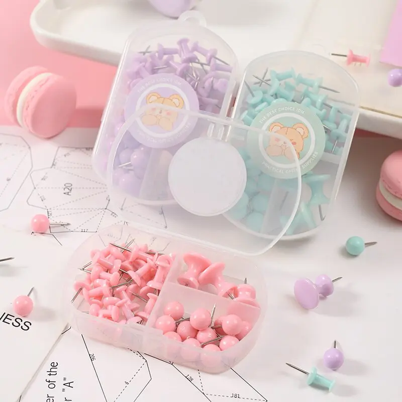Цветные пластиковые гвозди I-nails earth nails, студенческие канцелярские принадлежности, милые комбинированные штифты, пресс, пробковая доска, гвозди для фотографий