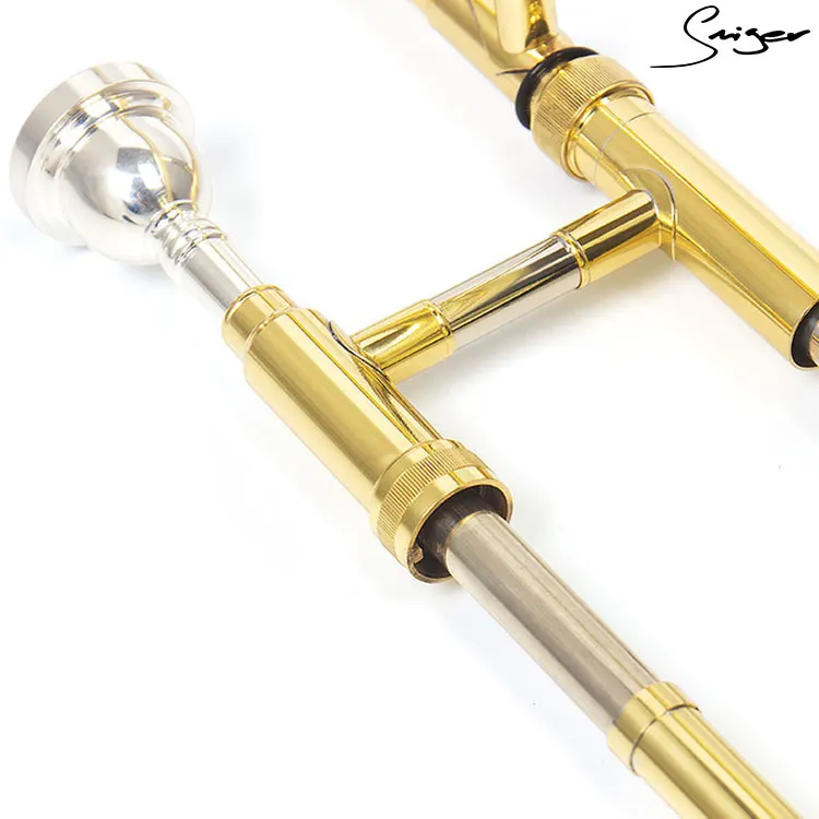 Wholase Trombone Bb with Case Accessories Gold Lacquer Tenor Alto Brass Wind Instrument Factory Price Straight Tubing Trombones