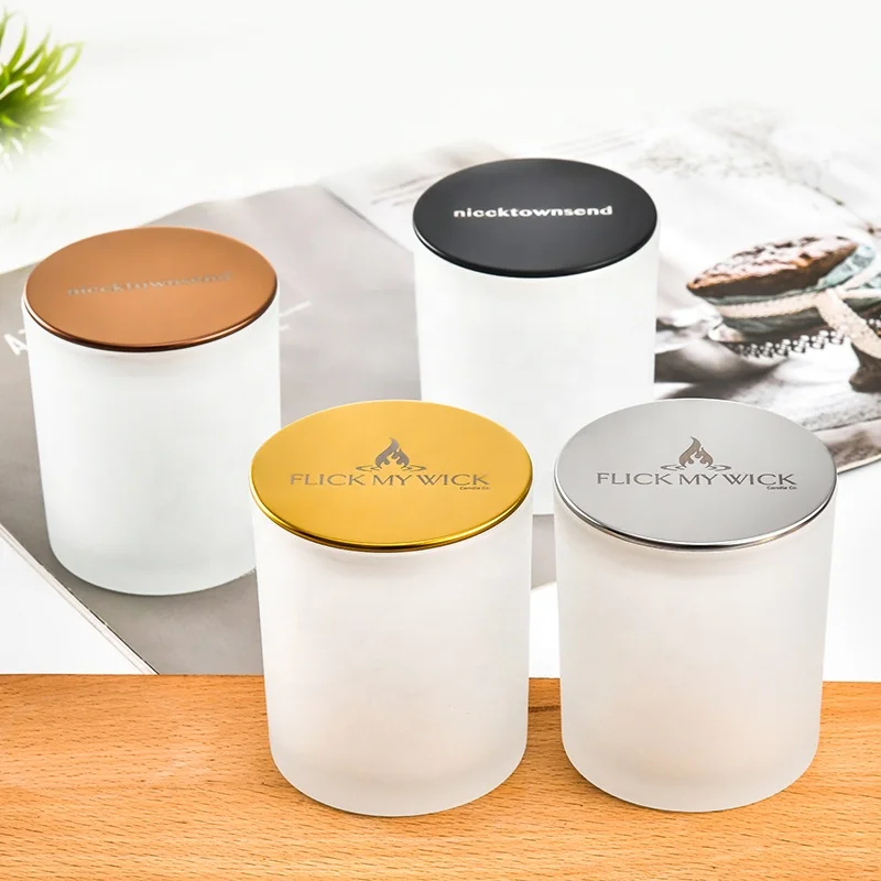 Factory direct sale 14OZ Frosted brown color Empty Glass Candle Jars with Bamboo Lids for Making Candles