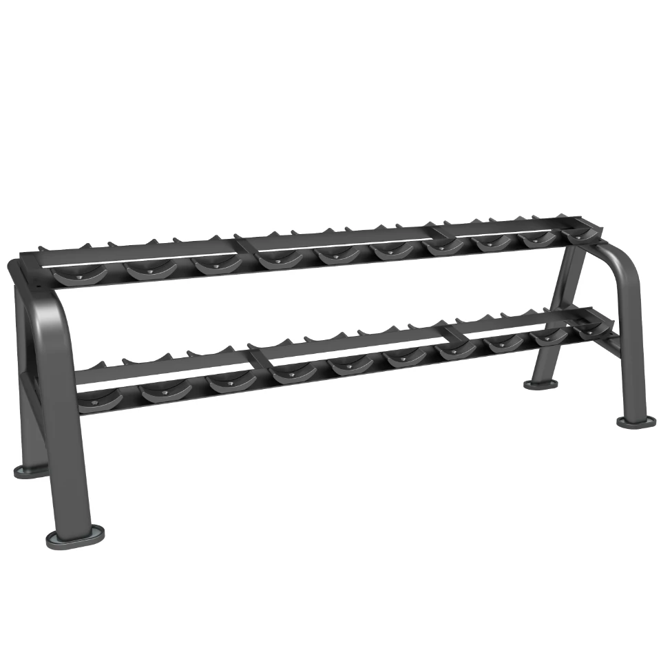 KJ-1262 Two Tier Beauty Dumbbell Rack For 10 Pairs Dumbbell Set Rack Commercial Gym Rack