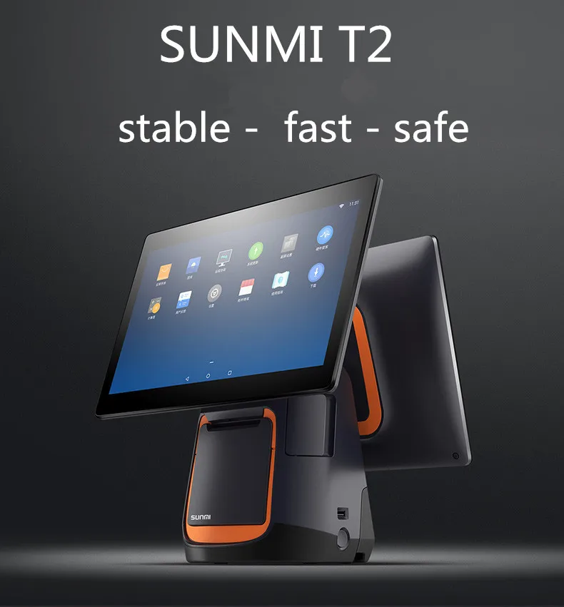 
Popular wholesale 15.6+15.6 inch Sunmi T2 pos mahine face scanning payment with printer 