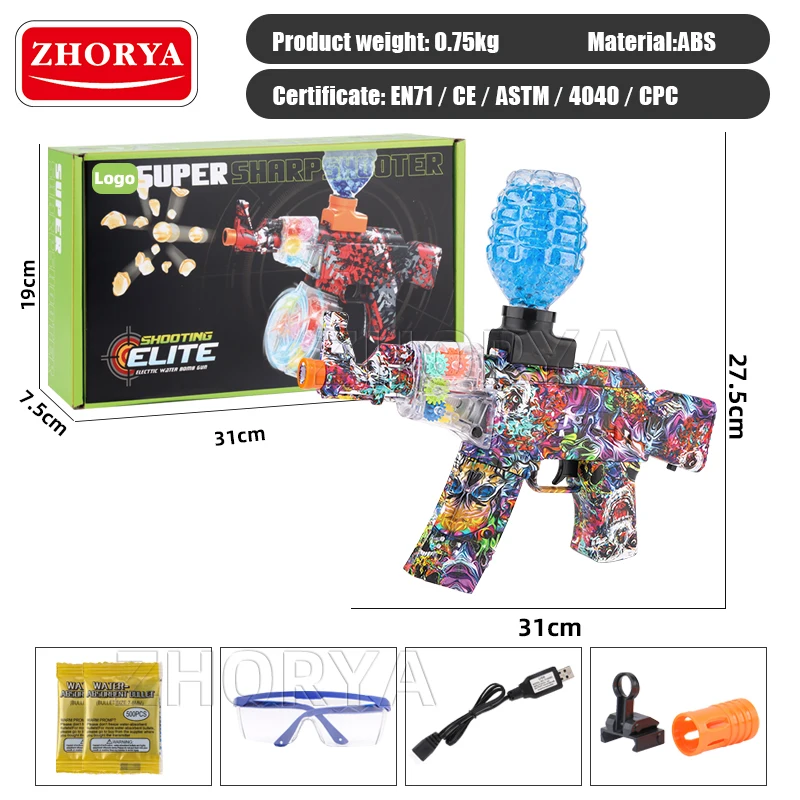 Zhorya Water Gel Pistola Toys Gun Soft Bullets Shell Ejection For Adults Boys AKM47 splatter ball Water gel Beads toy guns