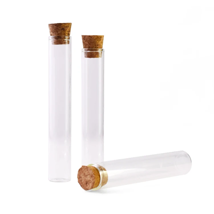Wholesale Customizable Flat Bottom Round Bottom Pre Tube Packaging,115mm 120mm 150mm Mini Glass Test Tube Tube with Cork Stopper