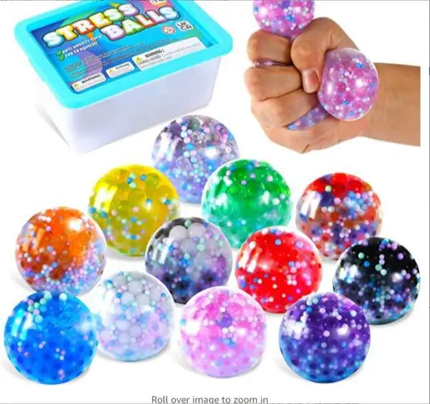 Fidget Stretchy Toy 6cm TPR Stress Ball Water Beads Foam Bead Soft Squeeze Release Stress Toys
