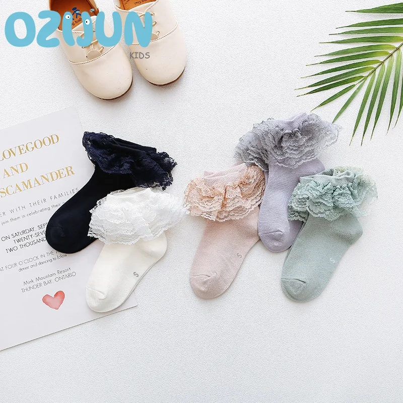 
New Arrivals Kids Girl 2-12 Years Big Lace Princess Short Socks Cotton Socks S/M/L/XL Children Lace Socks 