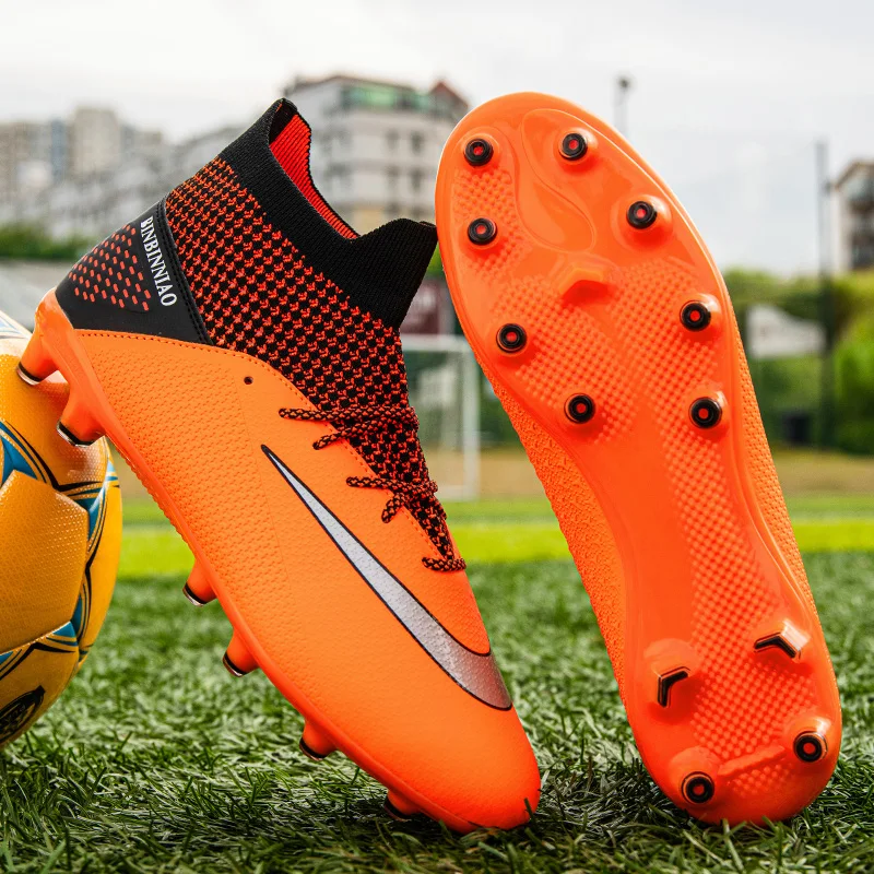 Plus Big Size 36-49 High Ankle Sneakers Men FG Soccer Shoes Kids Outdoor Cleats Long Spikes Profession Chaussure Football Shoes