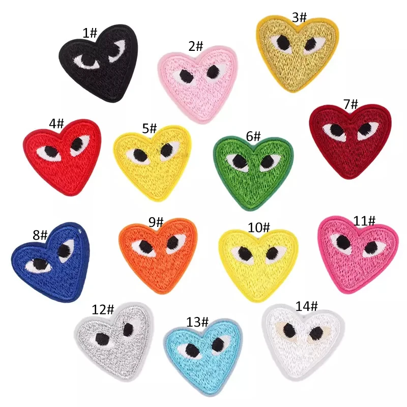 12 Color Heart Eye Iron on Patch DIY Clothing Accessories Appliques Cartoon Embroidered Star Eye Heart Patches Embroidery