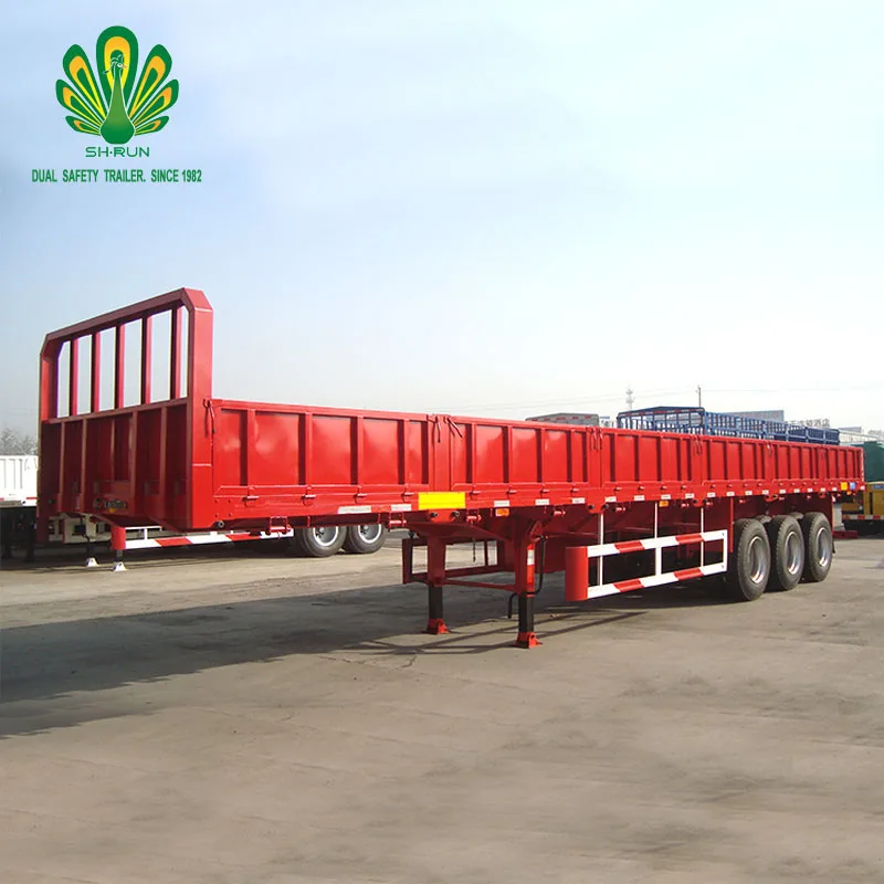 3/4 axles side wall semi trailer flat bed enclosed cargo truck trailer