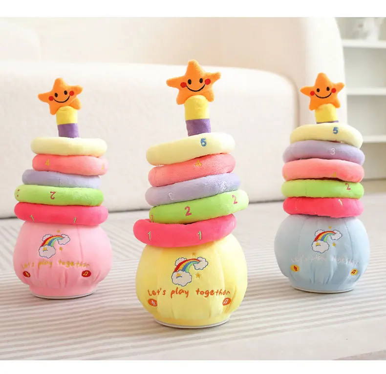 Hot selling plush electric luminescent music Loop toys parent-child interaction talking folding doll