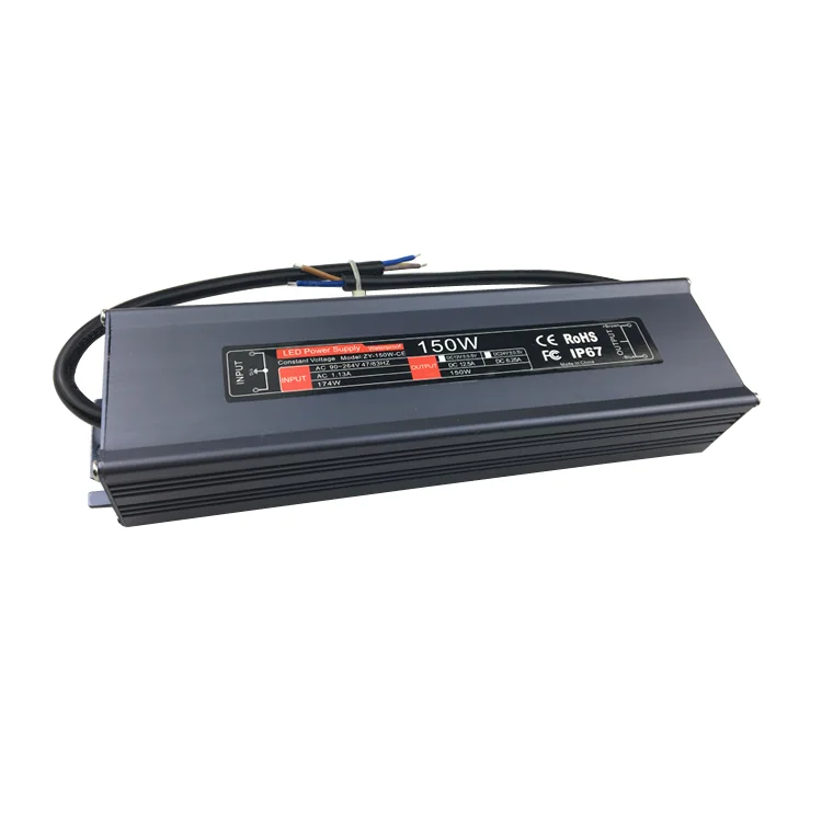 High quality IP67 waterproof power supply CE FCC certification AC 90-265v DC12/24v 150w constant voltage led power supply